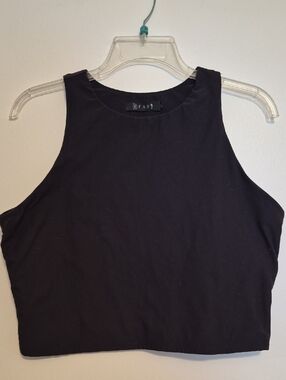 Efan Black Cropped Tank Top - Sleek High-Neck Women’s Top SZ XL